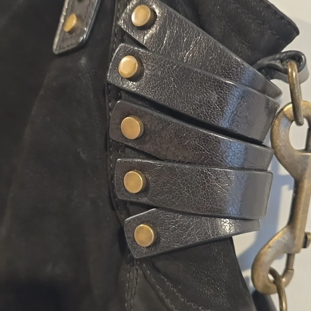 CYNTHIA‎ VINCENT (Anthropologie) large Suede Shoulder Hobo/Tote Bag in Black